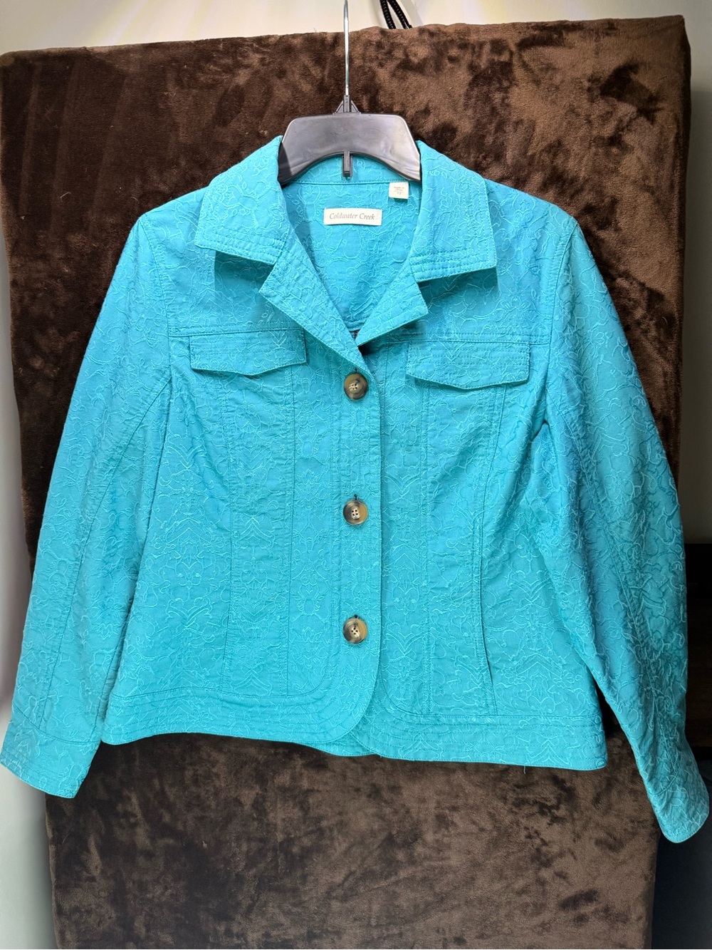 Coldwater Creek Turquoise Quilted Blazer Jacket